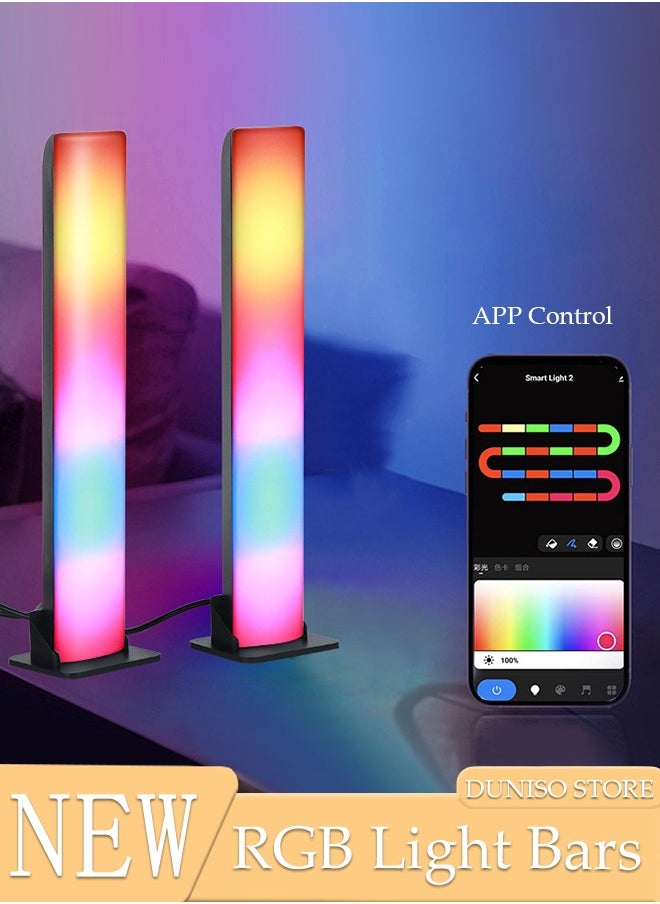 DUNISO 2 Pcs Smart Light Bars, RGB Light Bars with Music Modes and Scene Modes, Bluetooth Color Light Bar with Smart App Control for Gaming, Pictures, PC, Room Decoration  - Image 1