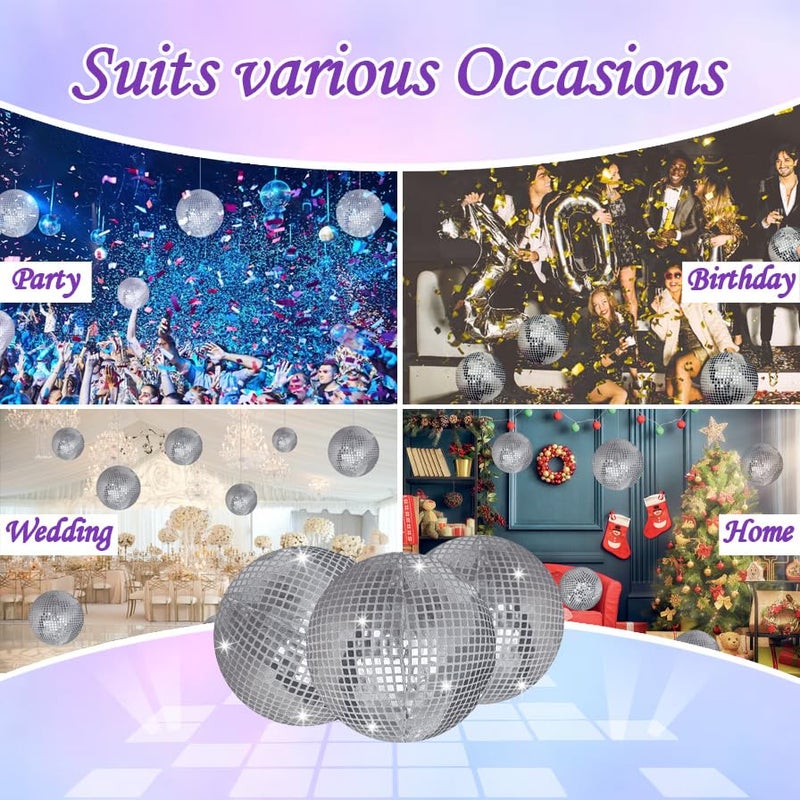 DGDRHZ 4 Pieces 11 Inch Inflatable Disco Ball ，Inflatable Ball with Disco Ball Cover Rope，Christmas Hanging Decorated ，Disco Ball Party Decorations, Party Design for Swimming Pool Decorations Outdoor - Image 3