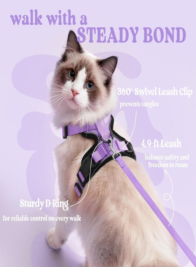 رابيتجو طقم سرج ومقود للقطط من رابيت جو، سترة ناعمة قابلة للتعديل مانعة للهروب، سهلة التحكم، مزودة بشرائط عاكسة تسمح بالتهوية، لون بنفسجي فاتح، مقاس XXS - Image 5