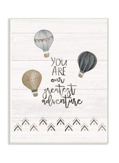 Stupell Industries The Kids Room By Stupell Our Greatest Adventure Neutral Grey Hot Air Balloons Wall Plaque Art, 10 x 15, Proudly Made in USA, Multi-Color  - Image 1