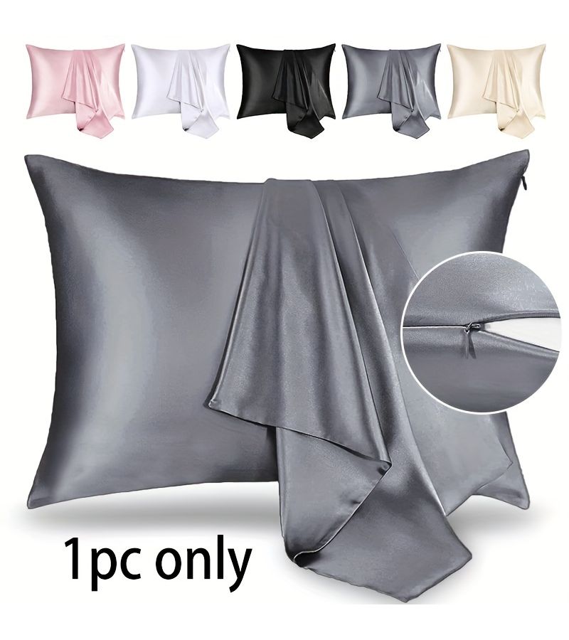 Satin Pillowcase With Hidden Zipper Queen Size 21 Momme 600 Thread Count Hypoallergenic Soft Breathable For Hair And Skin Pink - Image 1