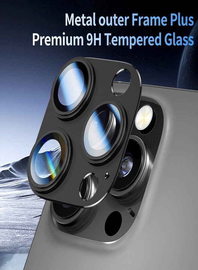 KISMER 2 Pack Camera Lens Protector for iPhone 14/15/16 Pro & Pro Max Tempered Glass Camera Cover Lens Aluminum Alloy Metal, for iphone 16 pro max camera lens protector, Clear Photography, Black - Image 3