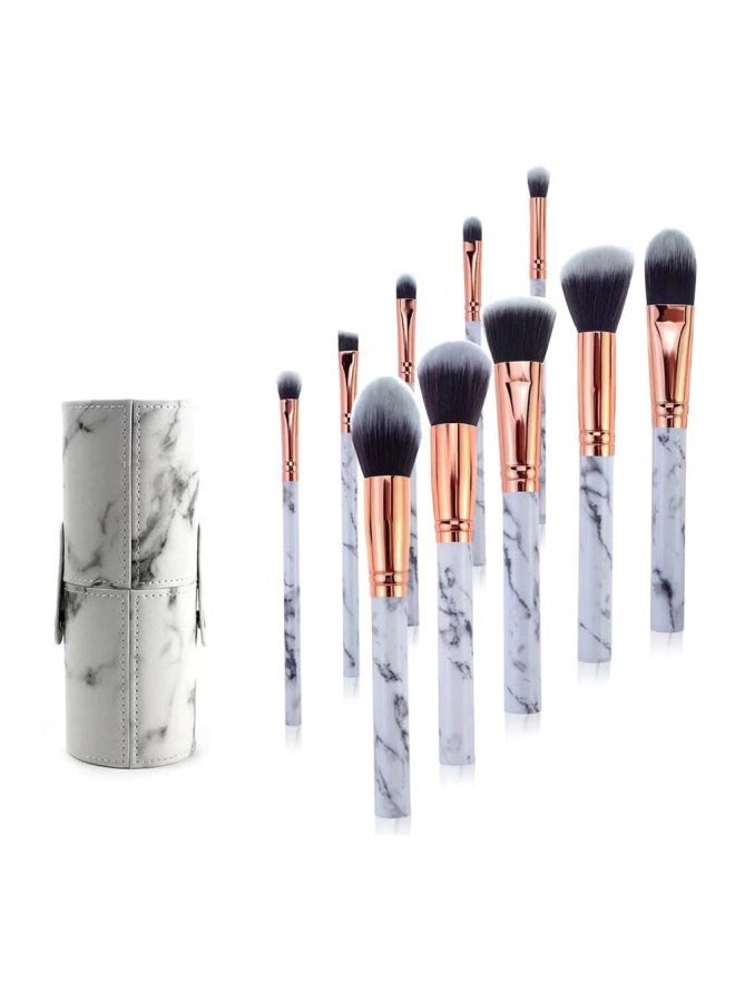 NIBEMINENT 10-Piece Make Up Brush With Bag White/Black/Rose Gold - Image 1