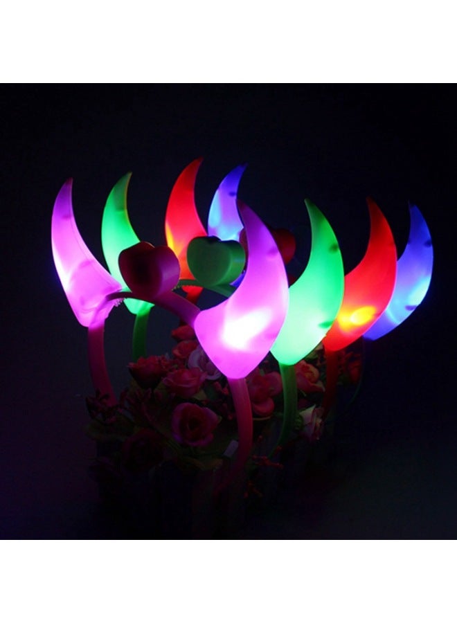 Cheering Headband Glow Stick Small Gift Party Flash Horn Head Hoop Horn Head Buckle Toy-Color:Flower Head Button 1  - Image 4