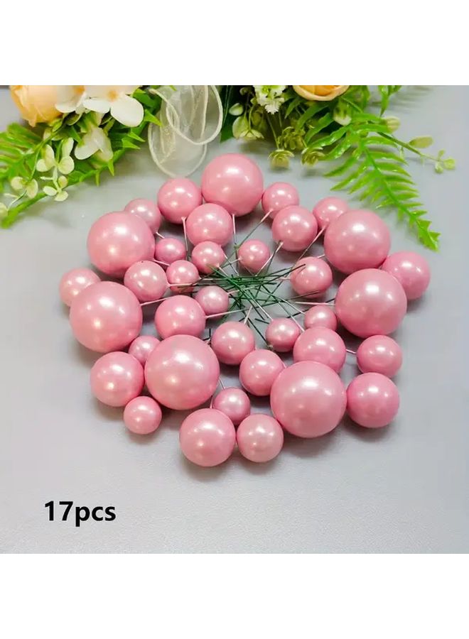 17pcs Pink Iridescent Cake Decorating Set for Birthdays Anniversaries Graduations Parties - Image 1