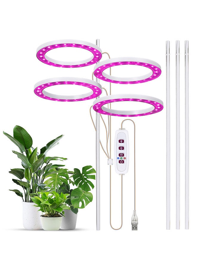 Generic Grow Lights for Indoor Plants 4 Heads 4.8W 34.5lm 80LED USB Powered Grow Light 8H/12H/16H Timer 5 Dimmable Brightness Plant Growing Lamps for Succulents / Mini Bonsai / Small Plants  - Image 1