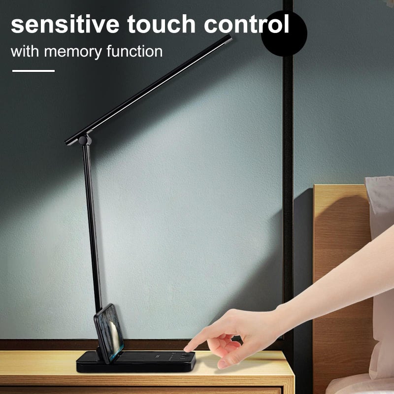 Semlos LED Desk Lamp, Eye-Caring Table Lamps with 5 Brightness Levels & 5 Lighting Modes, 45 Min Auto Timer, Touch Control and Memory Function, Dimmable Home Office Study Reading Desk Light,Black - Image 4