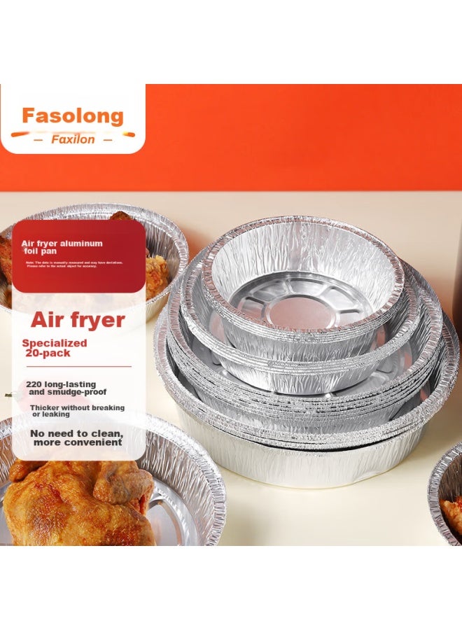Faxilon Faxi Long Air Fryer Aluminum Foil Pans, 20 Pieces, 21cm, Disposable Aluminum Foil Bowls And Trays For Barbecue, Oven, And Takeout - Image 1