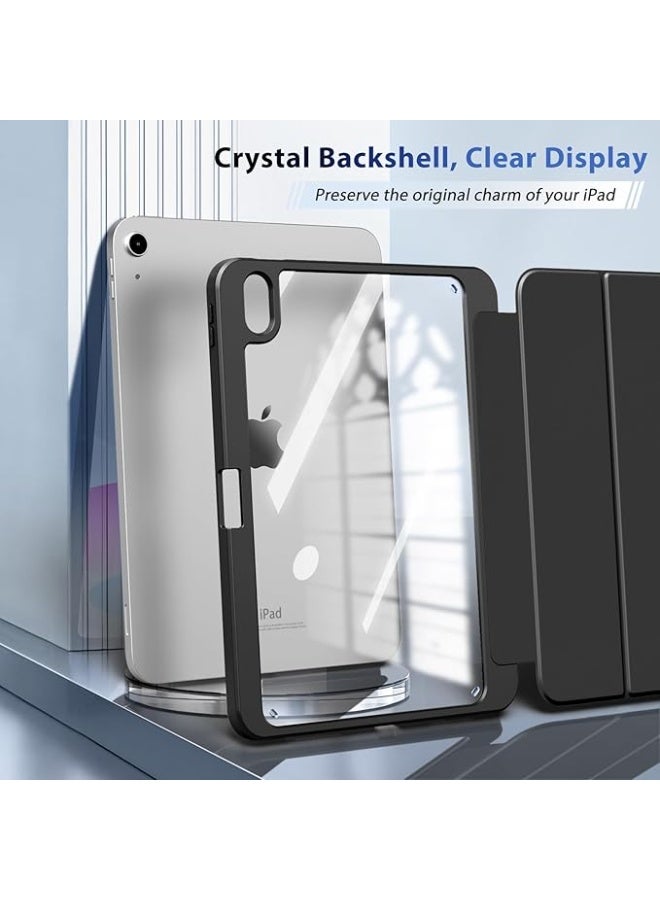 جراب متوافق مع جهاز iPad A16 من الجيل الحادي عشر مقاس 11 بوصة 2025، جراب مزود بفتحة لقلم رصاص، غطاء خلفي شفاف مع خاصية السكون/الاستيقاظ التلقائي، (أسود) - Image 3