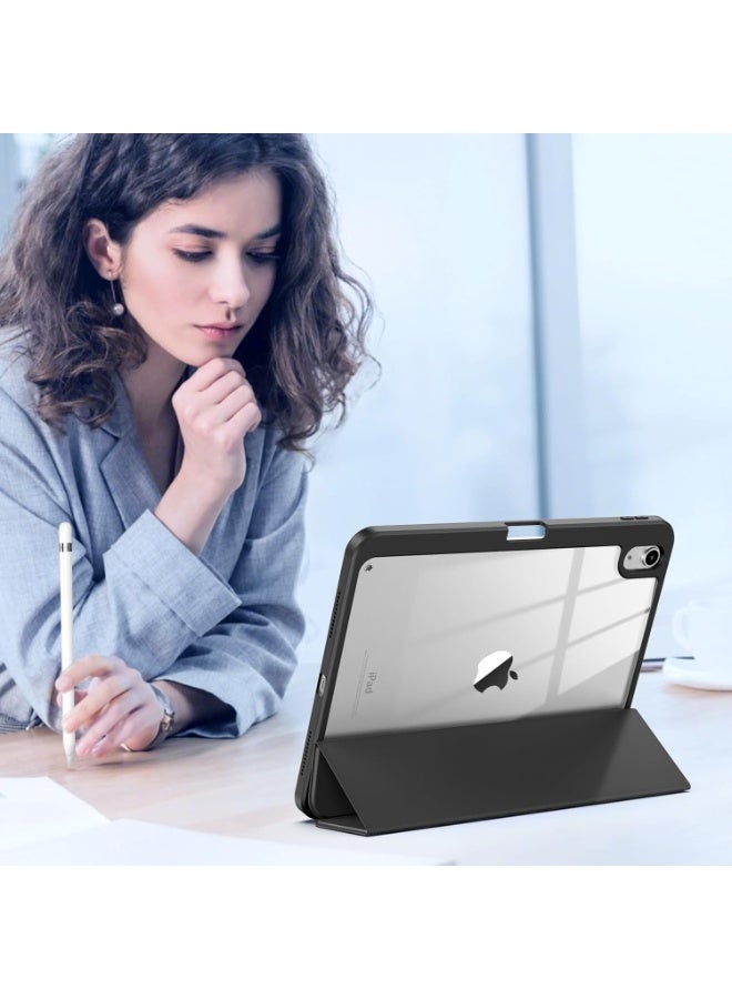 جراب متوافق مع جهاز iPad A16 من الجيل الحادي عشر مقاس 11 بوصة 2025، جراب مزود بفتحة لقلم رصاص، غطاء خلفي شفاف مع خاصية السكون/الاستيقاظ التلقائي، (أسود) - Image 5