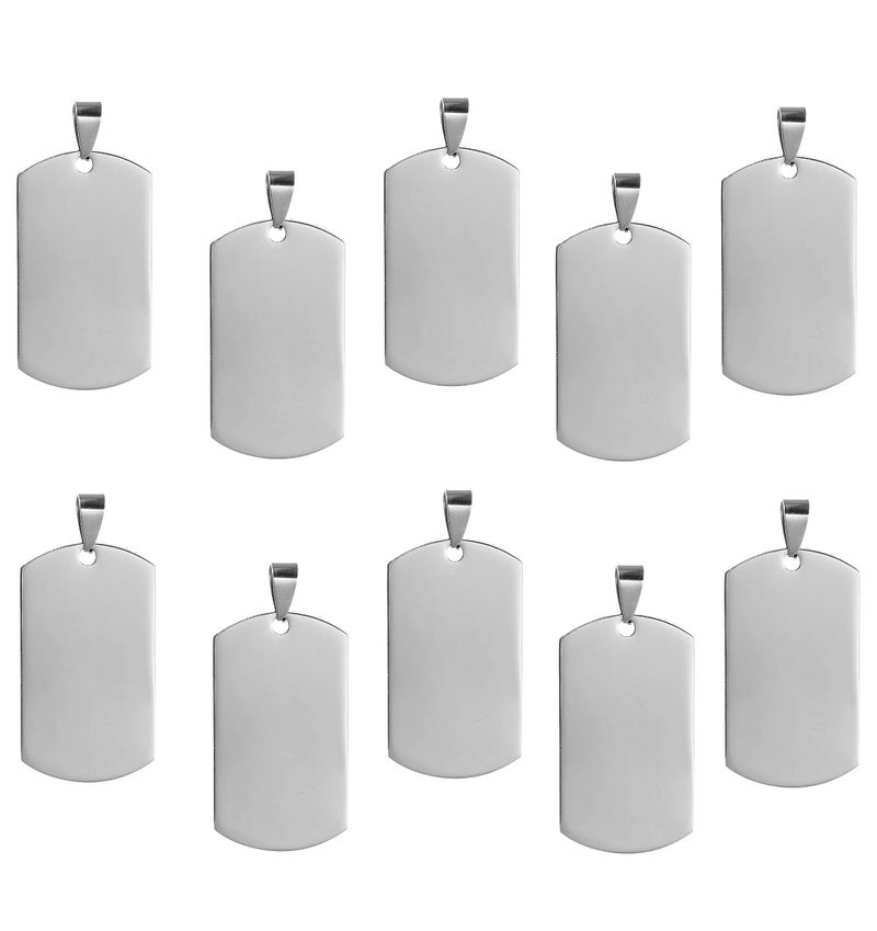 JGFinds Large Metal Stamping Blanks - 10 Pack, Stainless Steel Dogtags, Engraving Necklace Dog Tags Pendants, 2 Inch x 1 Inch - Image 1