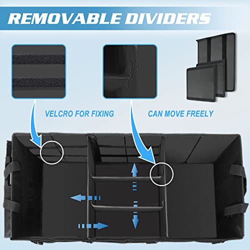Sposuit Trunk Organizer with Insulated Leakproof Cooler Bag, 98L Collapsible Car Storage Large Trunk Organizer for Car SUV Van with Removable Dividers & Adjustable Securing Straps - Image 4