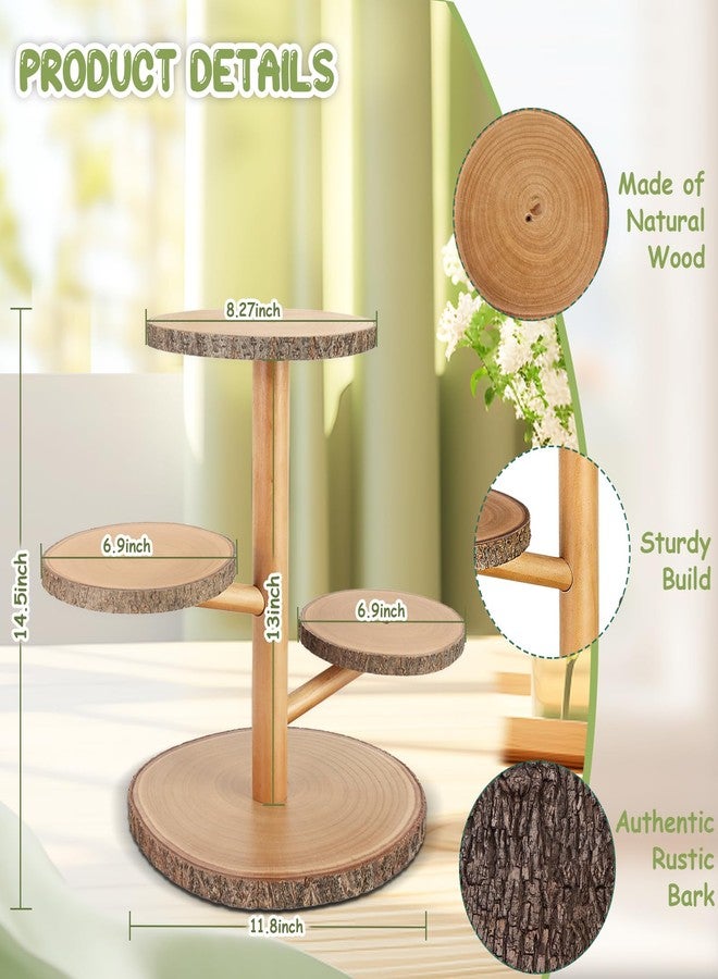 Primo Lines 4 Tier Round Wooden Cupcake Stand, Wood Cake Stand with Tiered Tray Decor, Farmhouse Cupcake Tower Dessert Stands Decor, Cupcake Display for Baby Shower Birthday Graduation Tea Party - Image 3