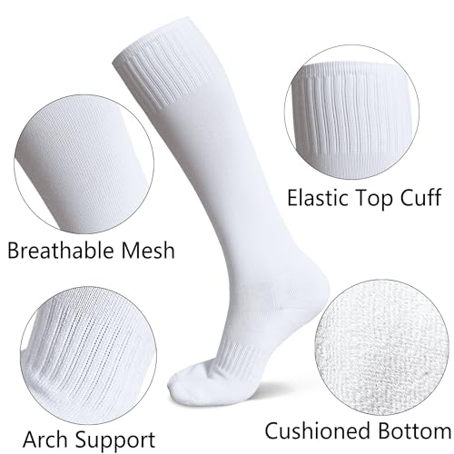 Raigoo Soccer Softball Baseball Football Socks for Youth Kids Boys and Girls Ages 4 to 16 Knee High Sport Athletic Socks - Image 3