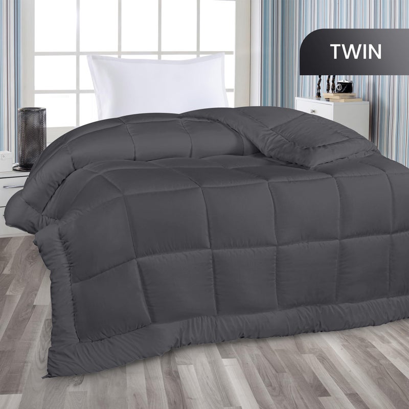 Utopia Bedding All Season Down Alternative Quilted Twin Comforter  Duvet Insert with Corner Tabs  Machine Washable  Bed Comforter (Grey) - Image 2