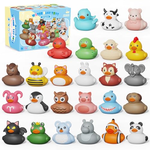 Grarain 25PCS Rubber DucksToddler Bath ToysNo Hole Bathtub ToysBaby Pool Toys for 18 Months and Older - Image 1
