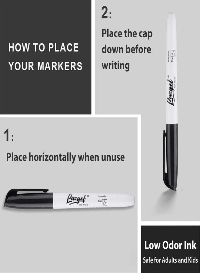 LAZGOL Dry Erase Markers Bulk, 96 Pack Fine Point Tip Black Dry Erase Markers, Low Odor Whiteboard Markers for Back to School, Office, Home, Work On White board & Calendar, Refrigerator. - Image 4