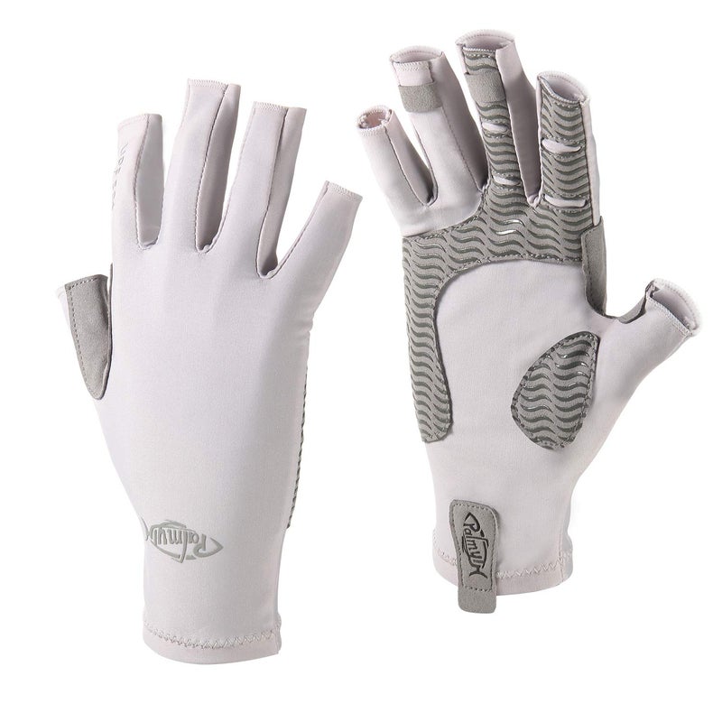 Palmyth UV Protection Fishing Fingerless Gloves UPF50+ Sun Gloves Men Women for Kayaking, Hiking, Paddling, Driving, Canoeing, Rowing (Light Gray, Small) - Image 1