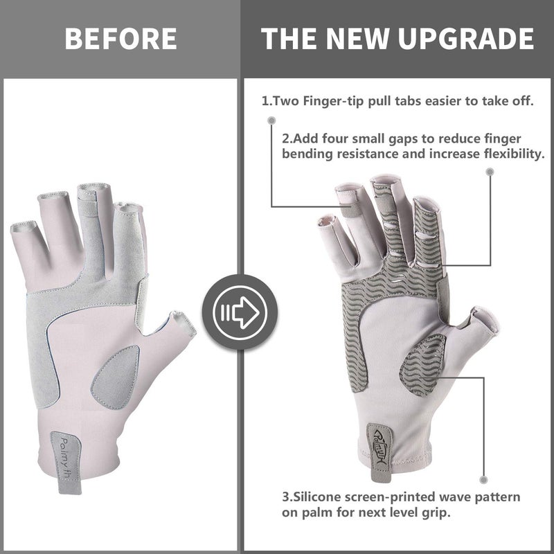 Palmyth UV Protection Fishing Fingerless Gloves UPF50+ Sun Gloves Men Women for Kayaking, Hiking, Paddling, Driving, Canoeing, Rowing (Light Gray, Small) - Image 2