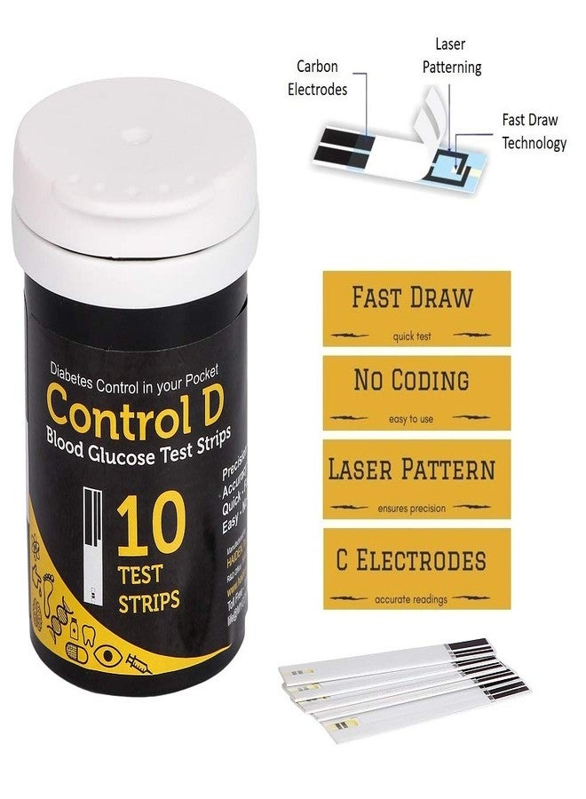 Control D Glucose Blood Sugar Testing Strip 10 Glucometer Strip - Image 3