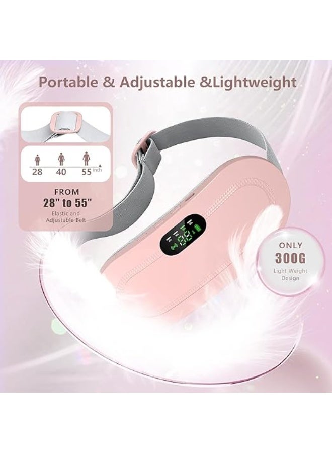 وسادة تدفئة لاسلكية محمولة لتخفيف تقلصات الدورة الشهرية للمعدة والظهر، 3 سرعات حرارة و4 أوضاع تدليك، لتخفيف الألم للنساء – لون وردي - Image 2