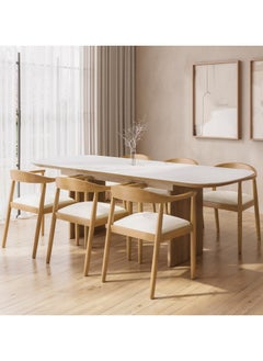 Malazhouse Ceramic and Oak Dining Table and 6 Oak Curved Dining Chairs – MZDRS012  - Image 1