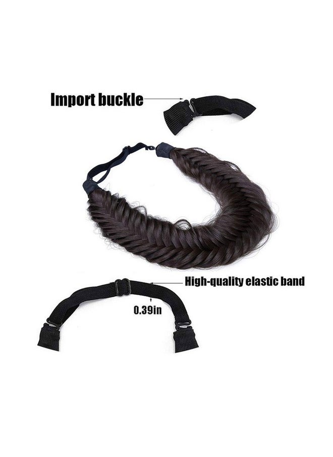 TOECWEGR - Braided Headband Wide Fishtail Fluffy Classic Synthetic Chunky Elasticity Curls Hairpiece Braid Hairband Women Girl Beauty Accessory (F4A) - Image 1