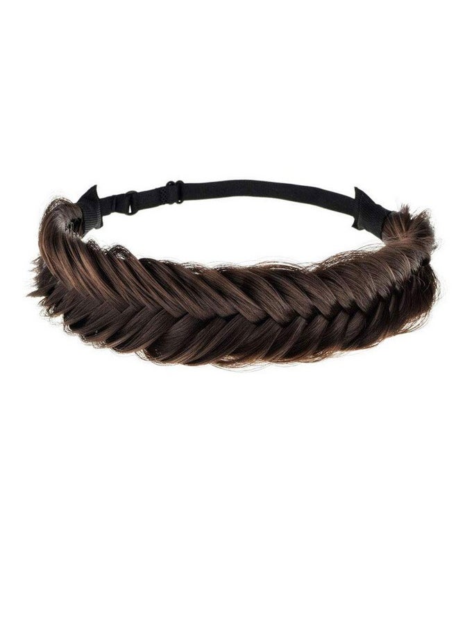 TOECWEGR - Braided Headband Wide Fishtail Fluffy Classic Synthetic Chunky Elasticity Curls Hairpiece Braid Hairband Women Girl Beauty Accessory (F4A) - Image 1