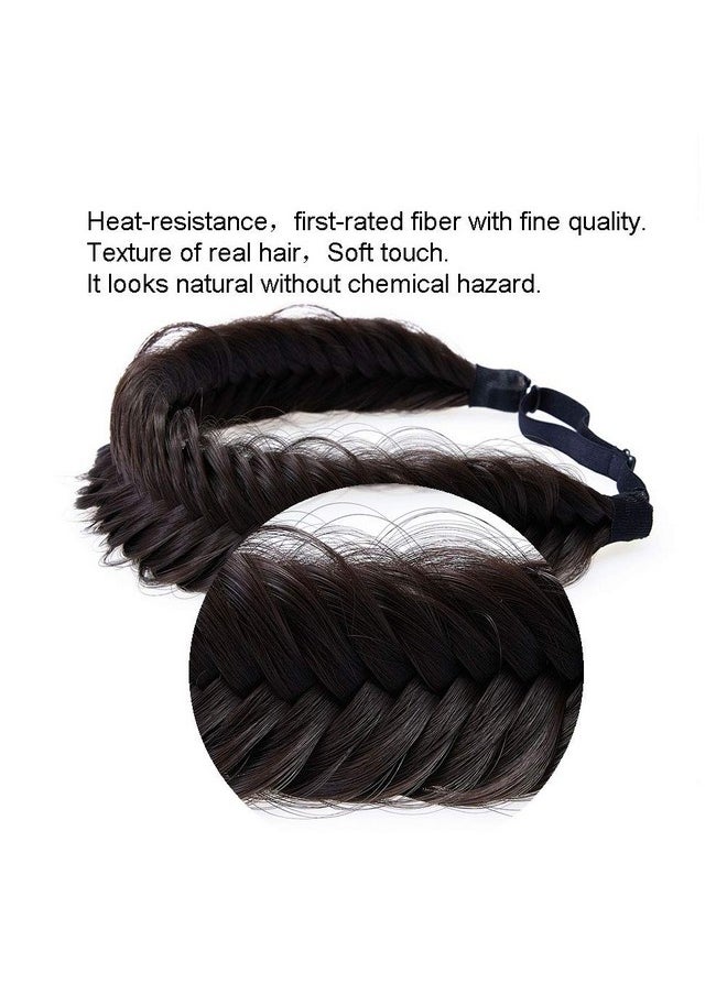 TOECWEGR - Braided Headband Wide Fishtail Fluffy Classic Synthetic Chunky Elasticity Curls Hairpiece Braid Hairband Women Girl Beauty Accessory (F4A) - Image 1