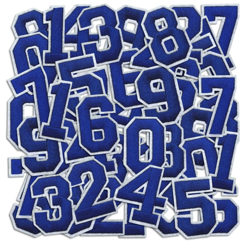 Number Iron On Patches Numbers 09 Embroidery Applique Patch DIY Decorative Heat Press Patches for Clothing Jeans Jackets Backpacks Hats Blue 50 Pcs