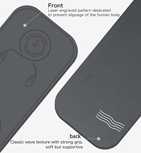 LERYG Jump Rope Mat Anti-Tear, Extra Thick High Density Yoga Mat, Non Slip for Indoor & Outdoor in Grey - Image 3