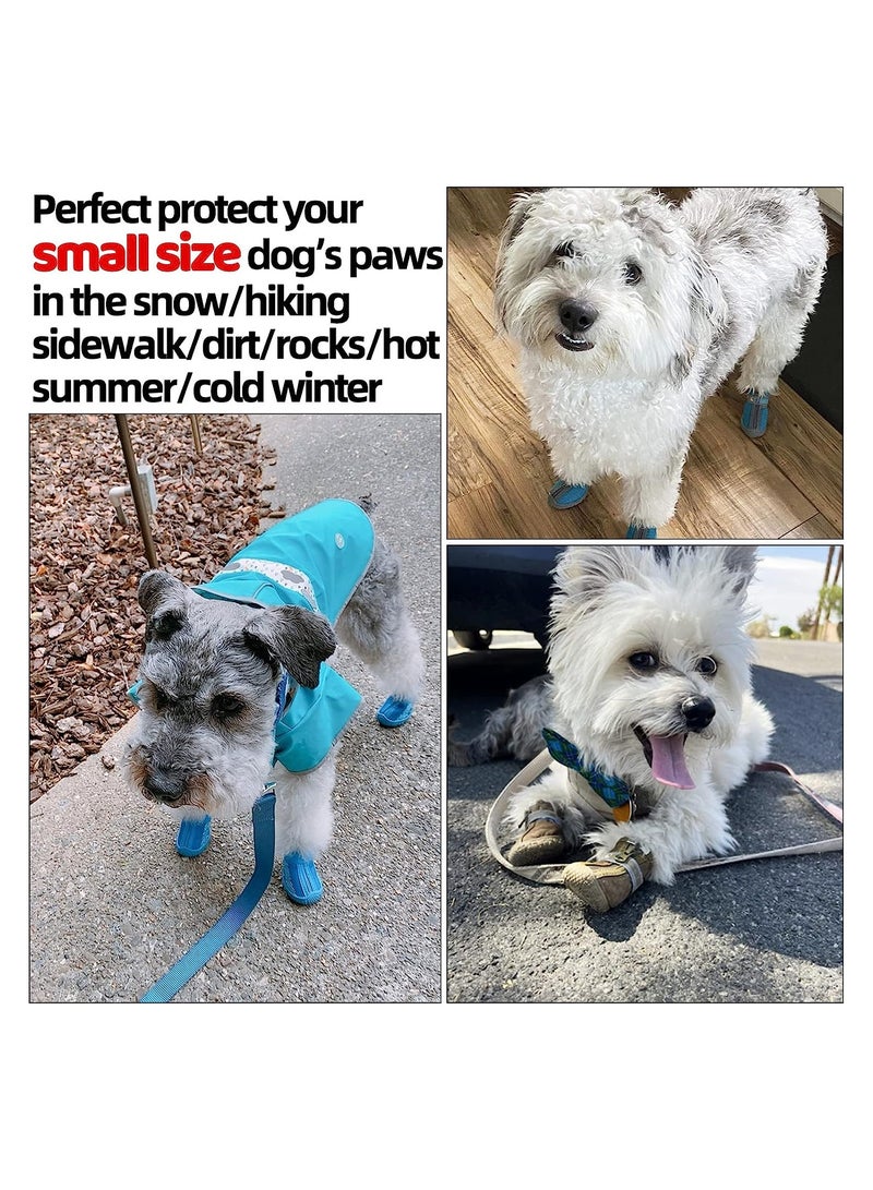 Waterproof Anti-Slip Dog Shoes for Small Dogs 4 Pcs Size 5 Reflective Adjustable Strap Puppy Booties for All Weather Conditions - Image 5