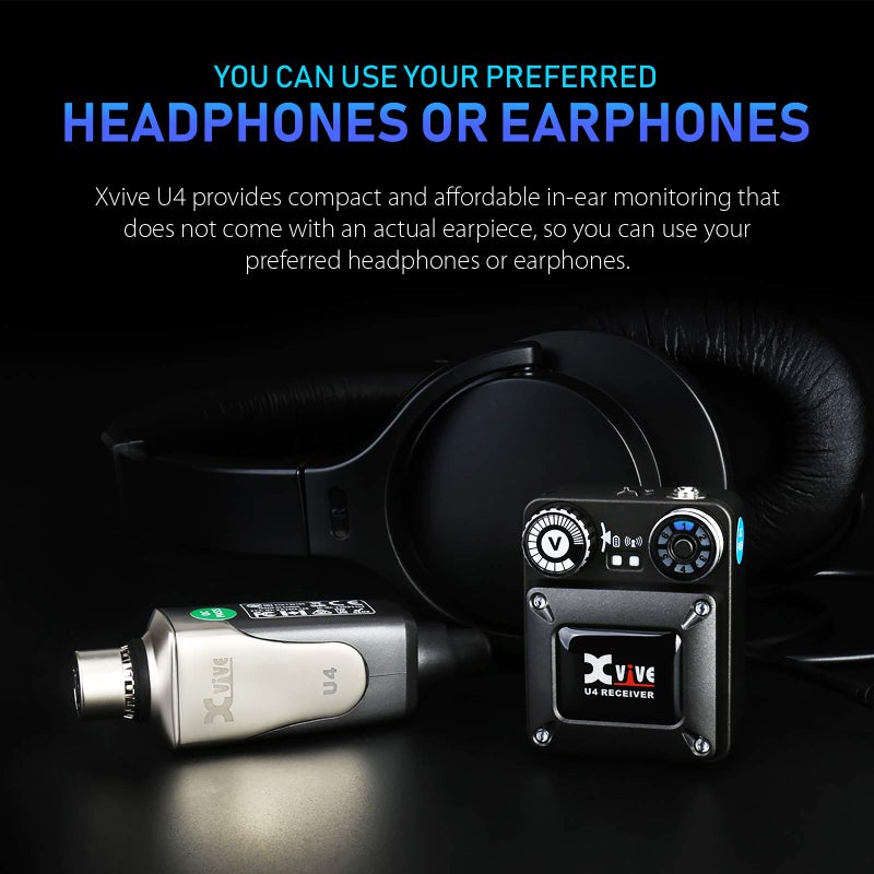Xvive Xvive U4 Wireless in-Ear Monitor System Transmitter and Beltpack Receiver Personal IEM for Studio, Band Rehearsal,Live Performance,Camera Record (U4) (U4)  - Image 5