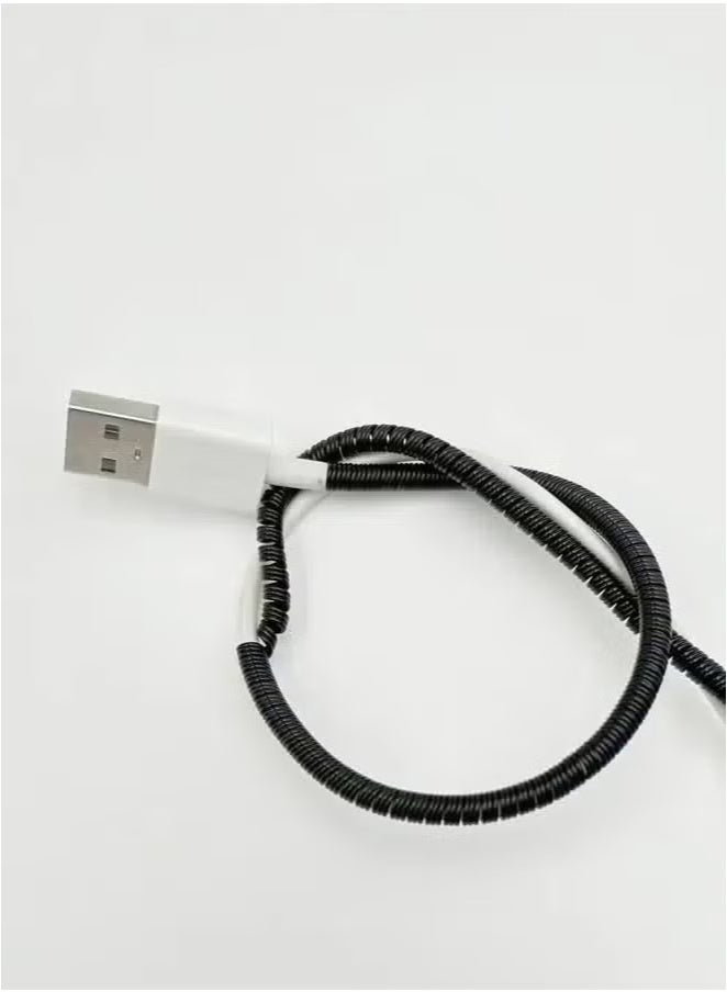 2 Pieces 1.6m Spiral Cable Protector, Charger Cable Protector, Data Cable Protector, Earphone Protector, Mobile Phone USB Charger Protector to Prevent Pets from Chewing Cables (Black) - Image 5