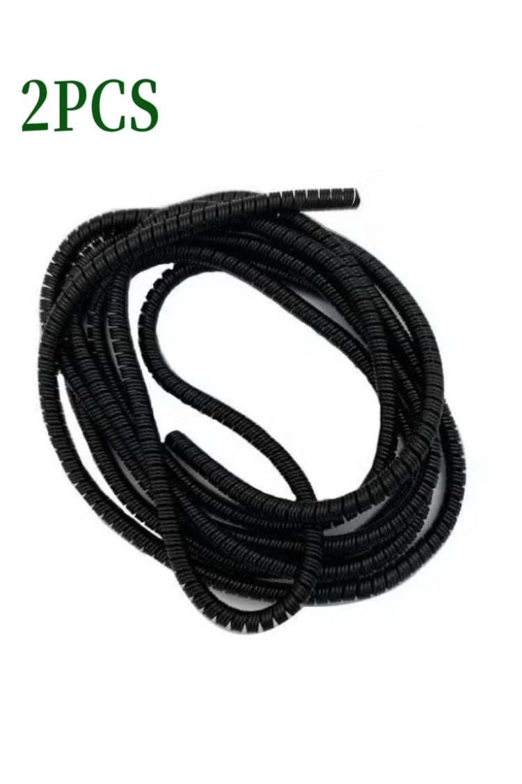 2 Pieces 1.6m Spiral Cable Protector, Charger Cable Protector, Data Cable Protector, Earphone Protector, Mobile Phone USB Charger Protector to Prevent Pets from Chewing Cables (Black) - Image 1