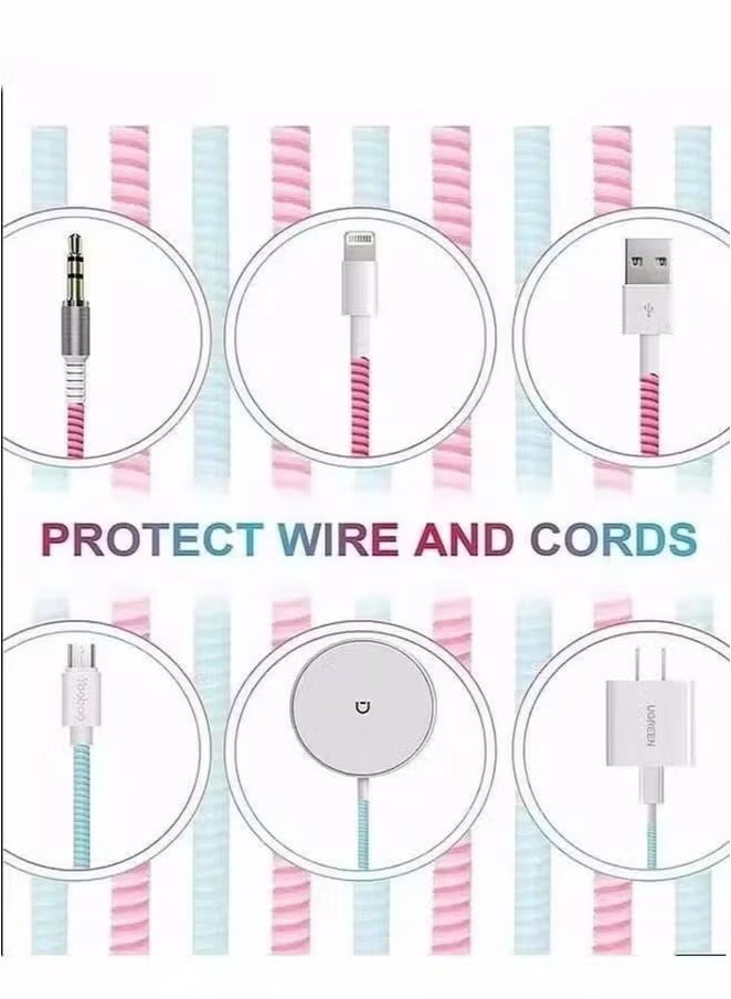 2 Pieces 1.6m Spiral Cable Protector, Charger Cable Protector, Data Cable Protector, Earphone Protector, Mobile Phone USB Charger Protector to Prevent Pets from Chewing Cables (Black) - Image 4