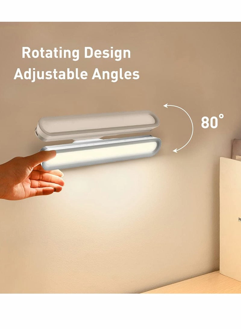 Magnetic LED Light Bar, Dimmable Table Desk Lamp with Touch Control, Rechargeable Study 3 Color Modes, Under Cabinet Lights Battery Operated for Kitchen Reading Wardrobe Cupboard