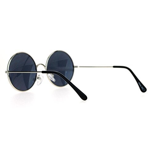 SA106 Boys Kids Size Round Circle Mirrored Mirror Lens Hippie Sunglasses Silver Black - Image 4