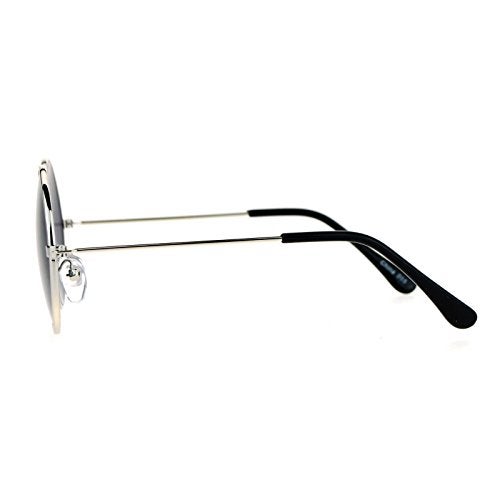 SA106 Boys Kids Size Round Circle Mirrored Mirror Lens Hippie Sunglasses Silver Black - Image 3