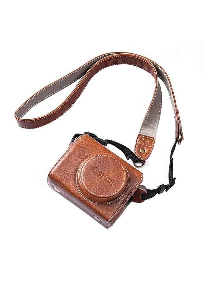 kinokoo Kinokoo Camera Case for Canon G7X Mark III / II Digital Camera - Vintage Buffalo PU Leather Protective Case With Adjustable Shoulder Strap - Brown  - Image 2