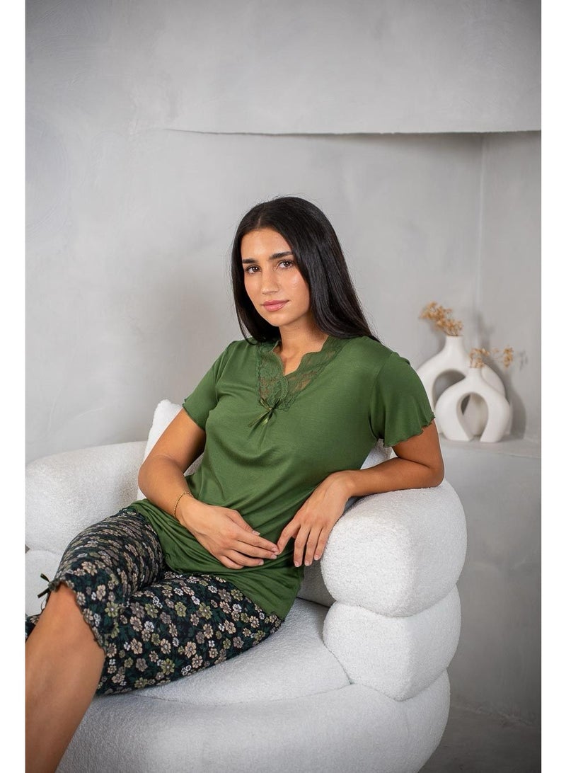 بيجامة باللون الأخضر لإطلالة منزلية مريحة - Image 2
