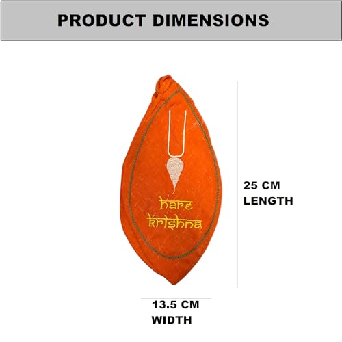 Vrindavanstore.in Hare Krishna Jaap Bag | Durable Orange Printed Chanting Bag & Bead Pouch | Embroidery Jaap Bag | Japa Bag Ideal for Mala Beads & Spiritual Accessories - Image 2