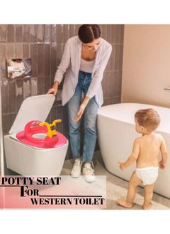 Nabhya Kids Toilet Trainer Baby Potty Seat With Bike Handle And Back Support Toilet Seat For Western Toilet (Red & Yellow)  - Image 5