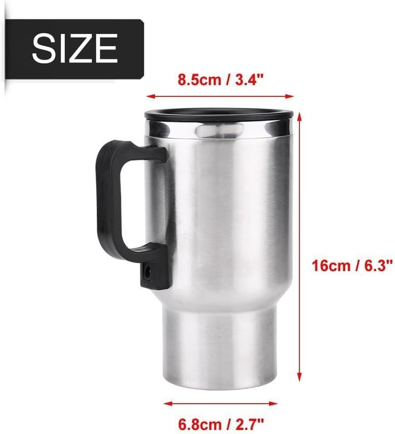 SWIUKPHE Car Kettle Boiler 450ml Car Heating Travel Cup, Stainless Steel Mug Car Coffee Cup Warmer with DC 12V Charger for Car (Kettle Boiler) - Image 2