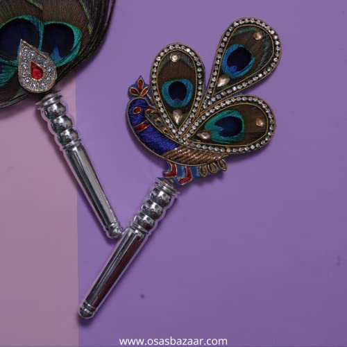 Osasbazaar Pure Silver Mor Pankh Peacock Feather for Puja, Temple At Home- 99% Pure - Purity Certified., Silver, Pack of 1 - Image 2