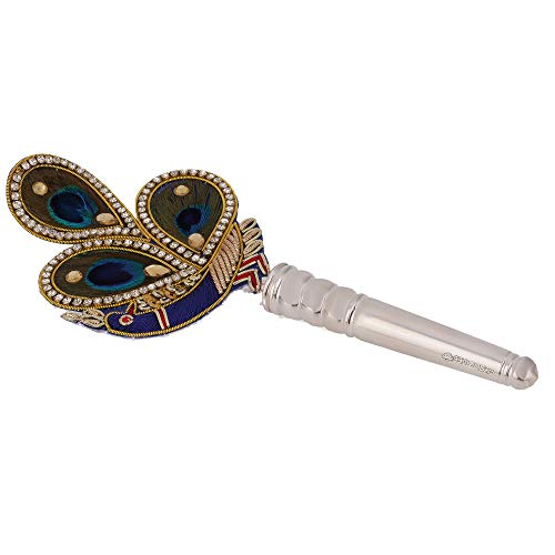 Osasbazaar Pure Silver Mor Pankh Peacock Feather for Puja, Temple At Home- 99% Pure - Purity Certified., Silver, Pack of 1 - Image 1
