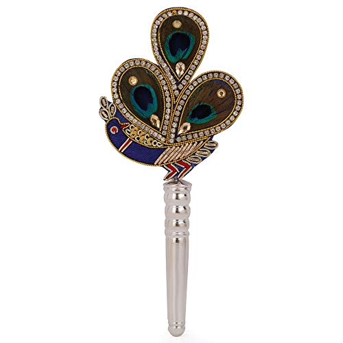 Osasbazaar Pure Silver Mor Pankh Peacock Feather for Puja, Temple At Home- 99% Pure - Purity Certified., Silver, Pack of 1 - Image 3