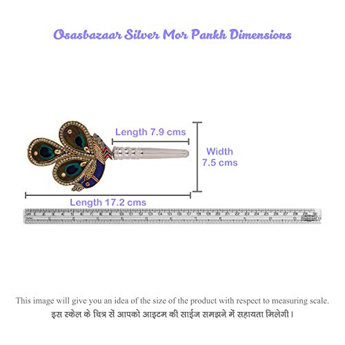 Osasbazaar Pure Silver Mor Pankh Peacock Feather for Puja, Temple At Home- 99% Pure - Purity Certified., Silver, Pack of 1 - Image 5