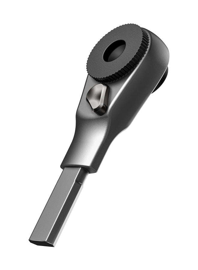 GALVANOX Flat-end Ratchet Driver Designed for Leatherman Models - Compatible with Multi-tool Flat Bit Kits and Standard 1/4" Hex Bits (Brushed Steel) - Image 1