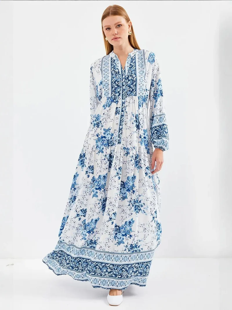 Big Dart Multicolor BDART Printed V-Neck Maxi Dress for Women | Best Price UAE